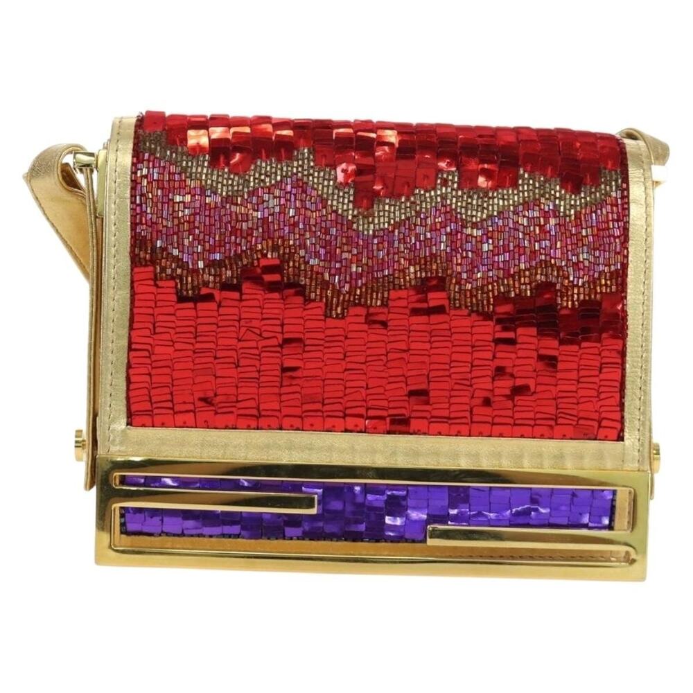 Fendi Sequin Shoulder Bag Leather Multicolor